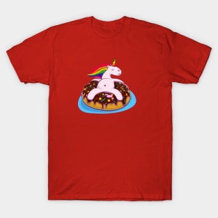 LGBT Rainbow Unicorn Chillin On A Donut T-Shirt